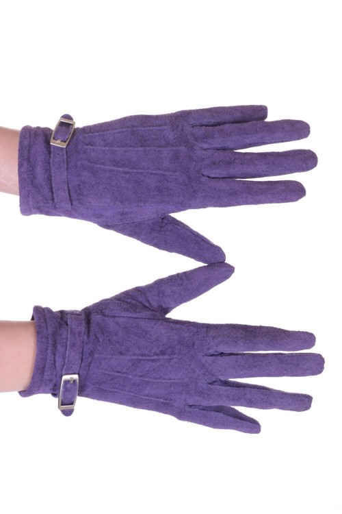 Лилави велурени ръкавици от естествена кожа 15.00