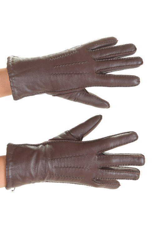 Тъмно кафяви ръкавици от естествена кожа 18.00