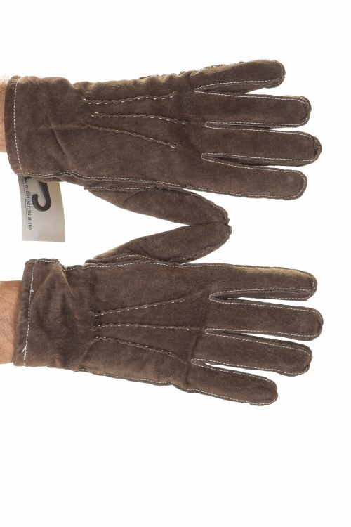 Тъмно кафяви велурени ръкавици от естествена кожа 18.00