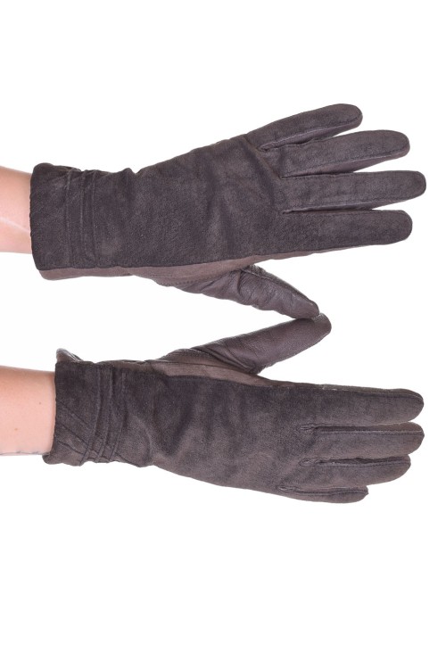 Тъмно кафяви дамски кожени ръкавици 18.00