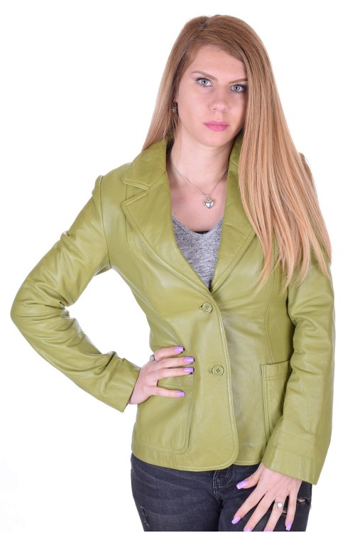 Зелено дамско кожено сако 45.00