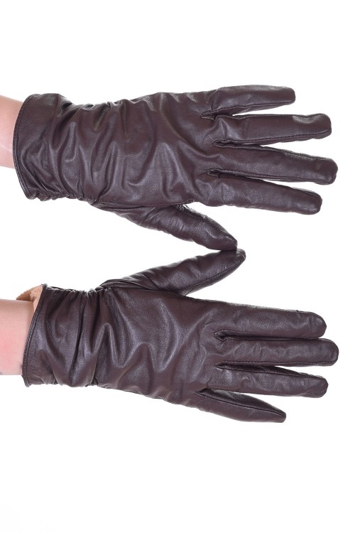 Тъмно кафяви дамски кожени ръкавици 18.00