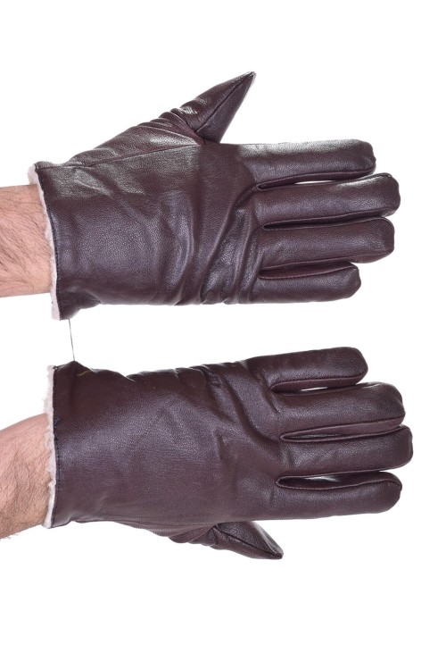 Тъмно кафяви кожени ръкавици 20.00