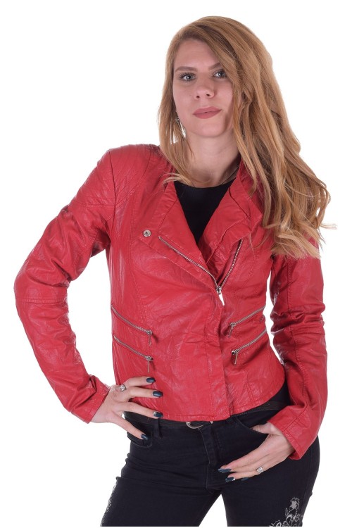 Червено дамско яке от изкуствена кожа 25.00