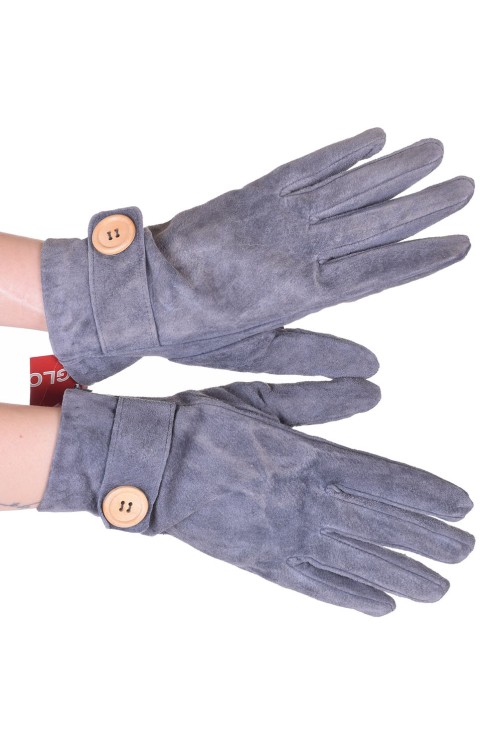 Сиви дамски велурени ръкавици от естествена кожа 18.00