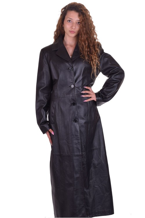 Черен дамски шлифер от естествена кожа 99.00