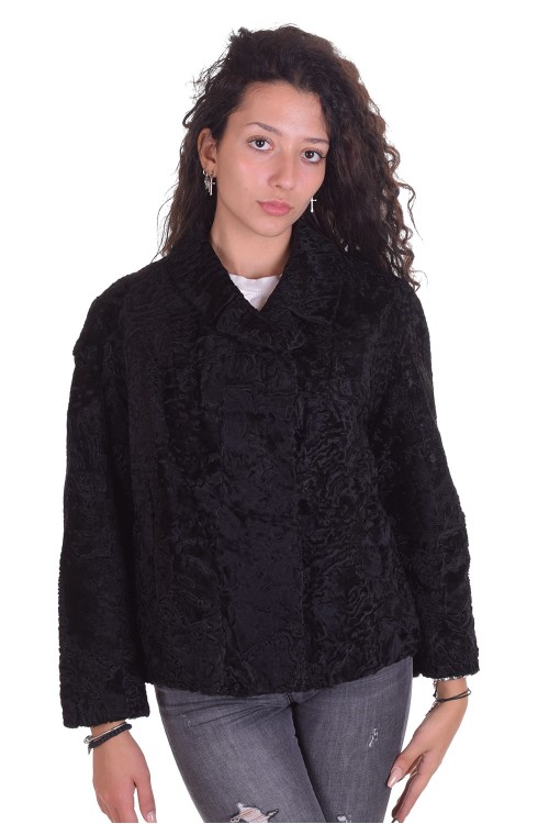 Изискано черно палто от естествен косъм 29.00