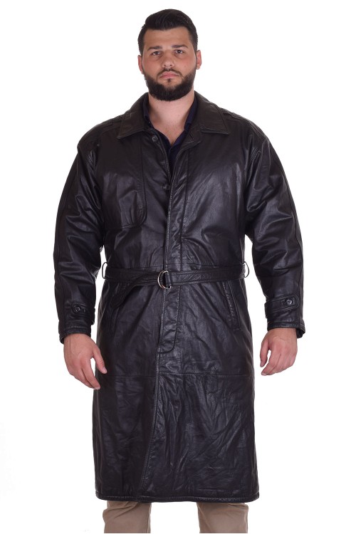 Чудесен черен шлифер от естествена кожа 99.00