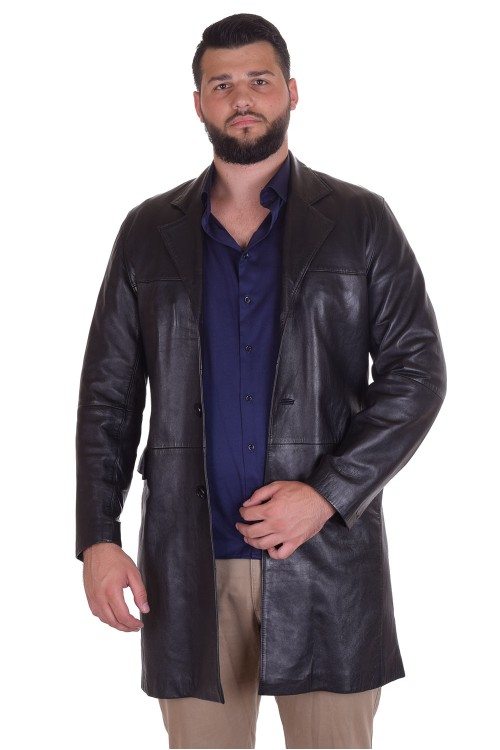 Черен шлифер от естествена кожа 35.00