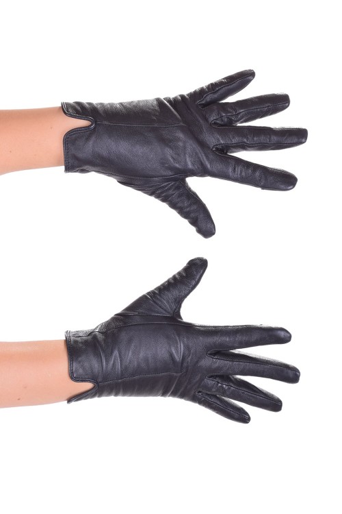 Черни дамски ръкавици от плътна естествена кожа 7.00