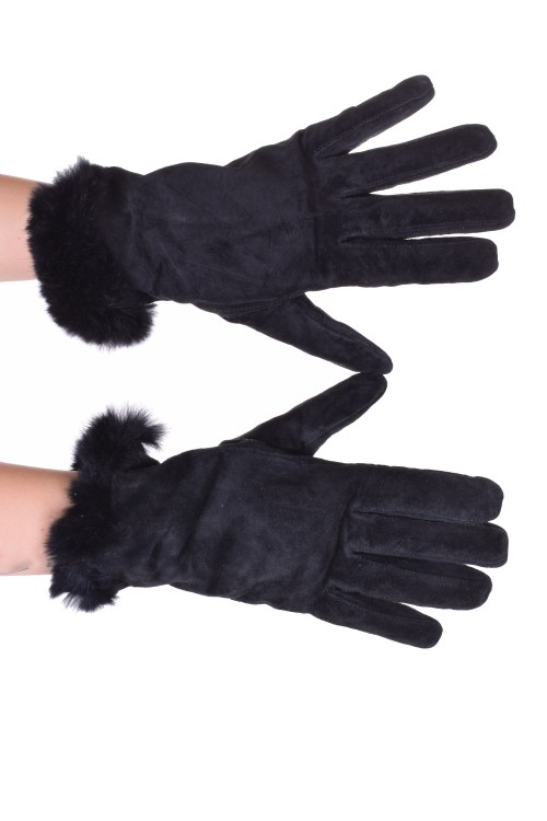 Черни дамски велурени ръкавици от естествена кожа 8.00