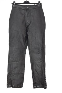 Черен дамски панталон от естествена кожа