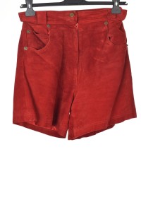 Червен дамски панталон от естествена кожа