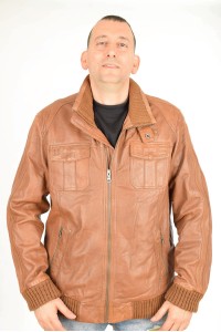 Брандово кафяво яке от естествена кожа