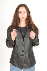 Елегантно черно яке от естествена кожа