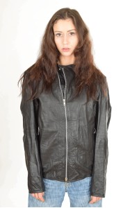 Черно яке от естествена кожа