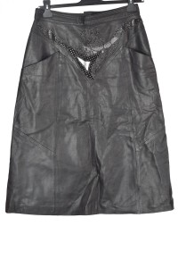 Екстравагантна черна пола от естествена кожа