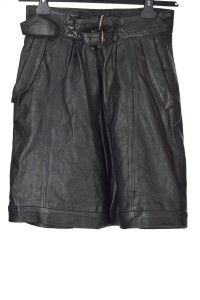 Черен дамски панталон от естествена кожа